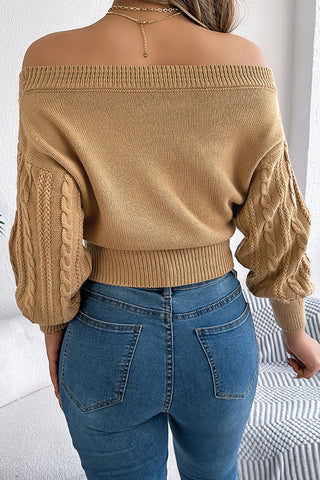 Off-Shoulder Cable Knit Sweater