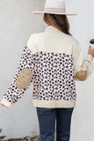 Leopard Waffle Quilted Patchwork Button Jacket