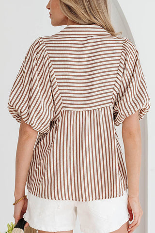 Striped Puff Sleeve Blouse