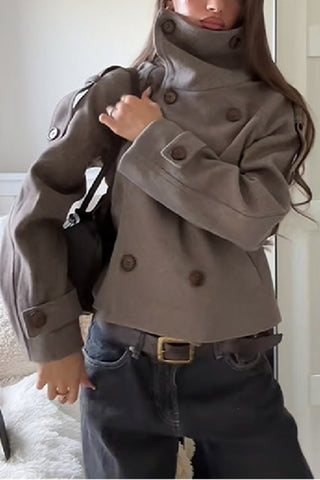 High-Collar Double-Breasted Jacket