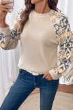 Patterned Sleeve Ribbed T-Shirt