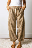 Leopard Star Patched Drawstring Jogger Pants
