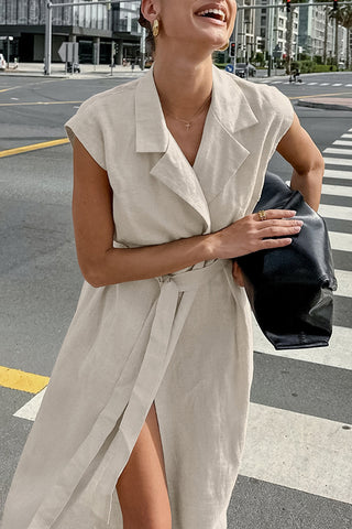 Sleeveless Tie-Waist Casual Dress