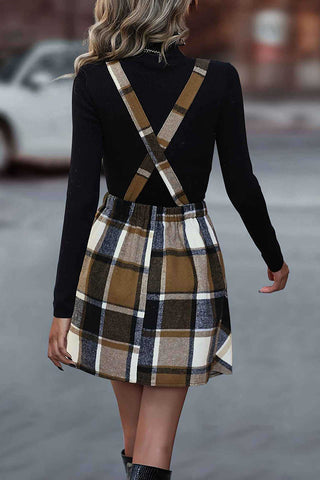 Plaid Pinafore Casual Dress