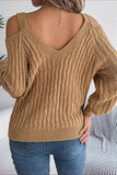 Cutout Shoulder Cable Knit Sweater