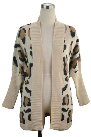 Open-Front Leopard Cardigan