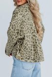 Retro Leopard Print Button Denim Jacket