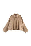 Oversized Zip-Up Jacket with Shoulder Tabs