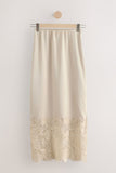 Lace-Trimmed Midi Skirt
