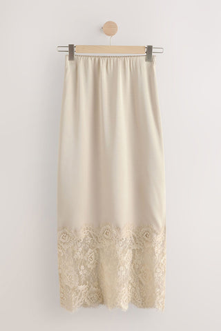 Lace-Trimmed Midi Skirt