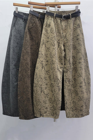 Patterned Barrel Jeans