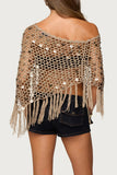 Sequin Fringe Mesh Top