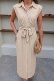 Sleeveless Button-Down Midi Dress