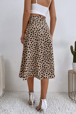 Wrap Skirt with Leaf Print
