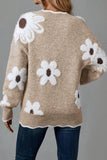 Floral Pattern V-Neck Sweater