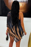 Asymmetrical Zebra-Print Skirt Set