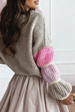 Knit Sweater with Contrast Sleeves