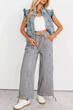 Button Patch Drawstring Pants