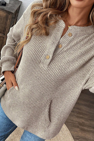 Ribbed Henley Sweater