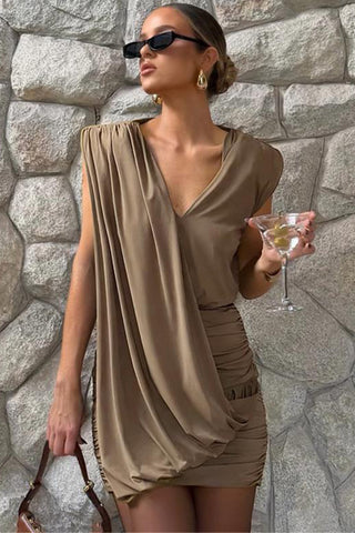 Draped Sleeveless Casual Dress