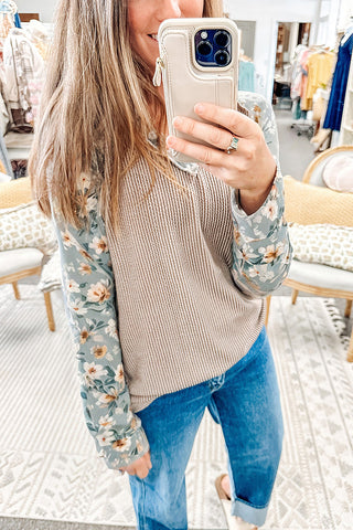 Floral Sleeve Layered Sweatshirt