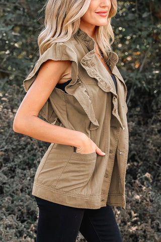 Ruffled Patchwork Jacket Vest