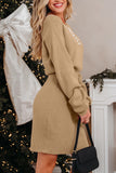 Pearl Embellished Keyhole Ribbed Sweater Dress