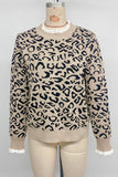 Leopard Print Sweater with Ruffled Cuffs