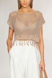 Fringe Hem Knit Blouse
