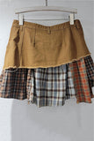 Button-Accent Plaid Mini Skirt