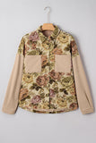 Floral Waffle Knit Patchwork Buttoned Jacket