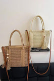 Braided Handle Tote with Tassel Accent