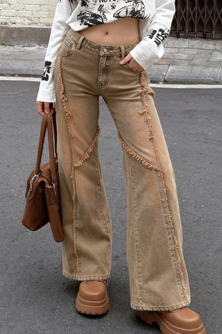 Distressed Wide-Leg Casual Pants