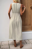 Sleeveless Button-Detail Casual Dress