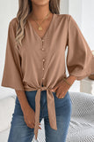 V-Neck Button-Front Blouse