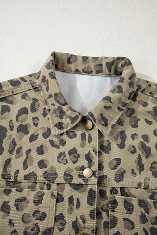 Retro Leopard Seam Detail Button Down Jacket