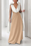 Draped V-Neck Casual Maxi Dress