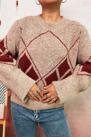 Diamond Pattern Knit Sweater