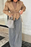 Pleated Shoulder Belted Blazer