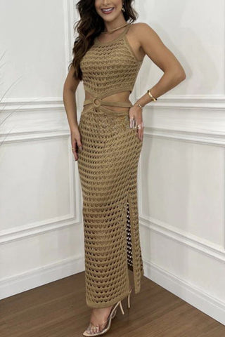 Crochet Cut-Out Maxi Dress
