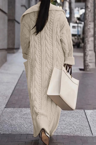 Cable-Knit Open-Front Cardigan