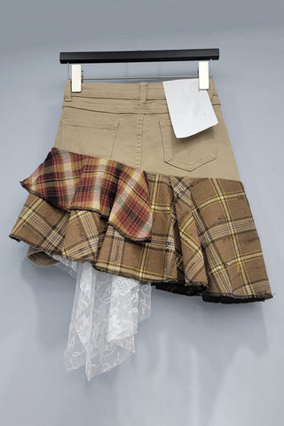 Layered Plaid Mini Skirt