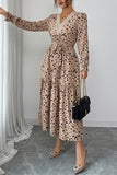 Polka Dot Midi Dress with Waist Tie