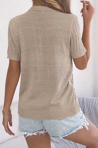Button-Up Knit T-Shirt