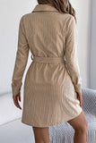 Button-Front Belted Shirt Dress