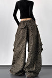 Wide-Leg Leopard Print Casual Pants