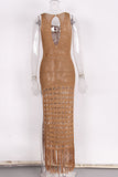 Crochet Fringe Cover-Up Dress