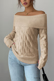 Off-Shoulder Cable Knit Sweater