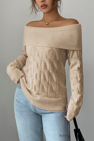 Off-Shoulder Cable Knit Sweater