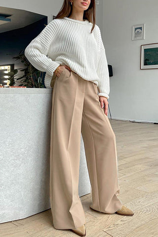 High-Waisted Tailored Casual Pants